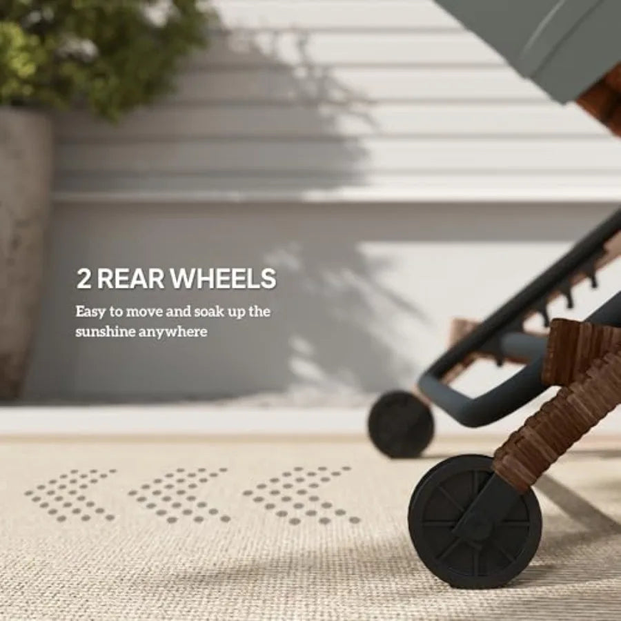 Wicker Chaise Lounge Chairs Outdoor Set Of 2 With Wheels