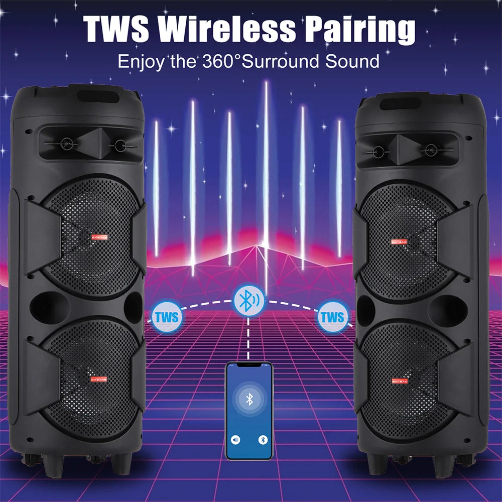 CURUK 6000W Portable Bluetooth Speaker With Dual Subwoofer