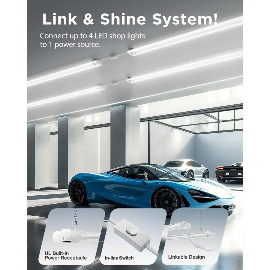 LED Shop Lights 10 Pack For Workshop Linkable Garage Lighting