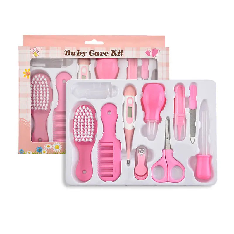 10PCS/Set Baby Health Care Kit Kids Nail Hair Health Care Thermometer Grooming Brush Clipper Teether Toothbrush Baby Essentials by S And B Enterprise