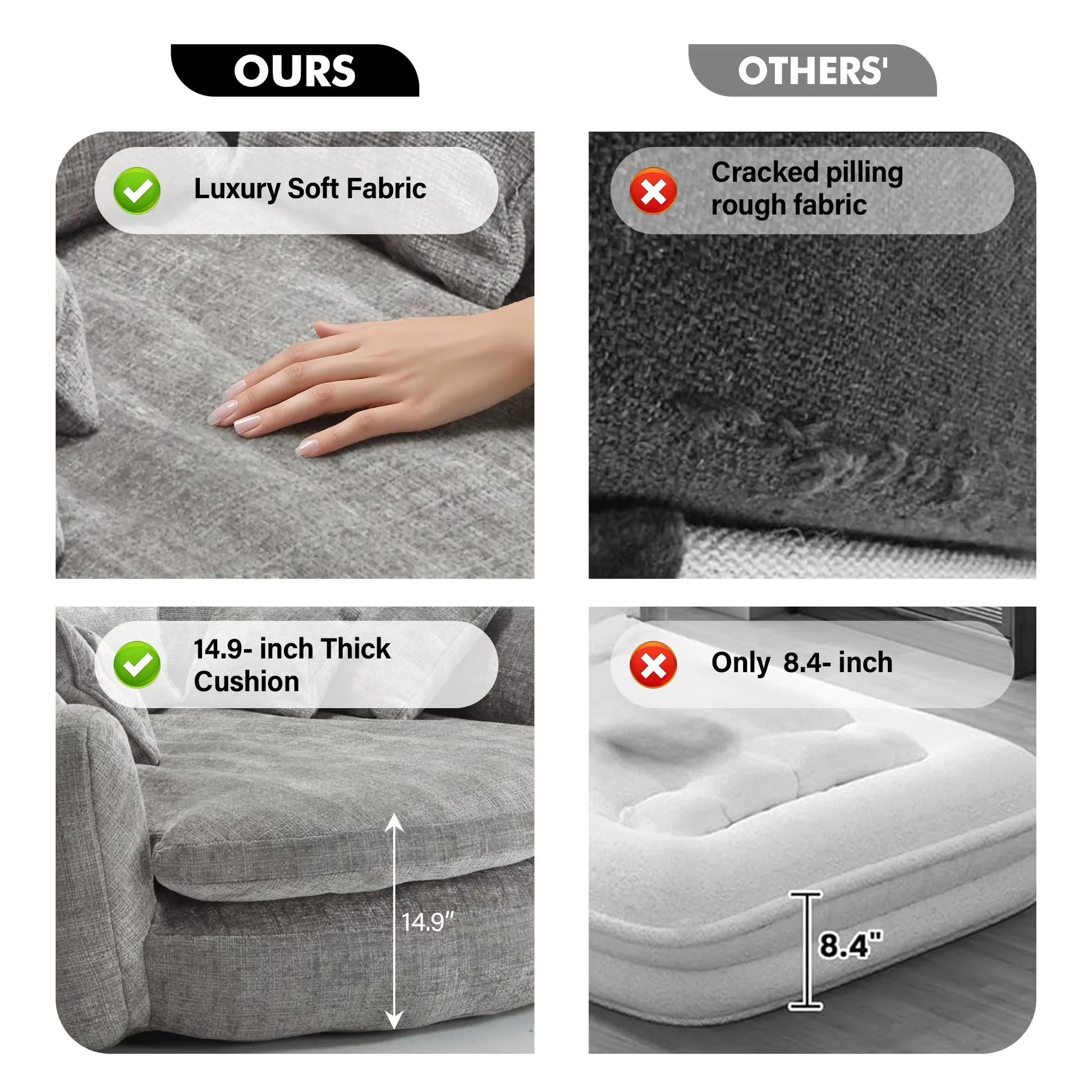 81.1" Cloud Couch Sleeper Sofa, Oversized Round Chaise Lounge Chair with 14 Pillows, Modern Chenille Boneless Couch, Memory Foam by S And B Enterprise