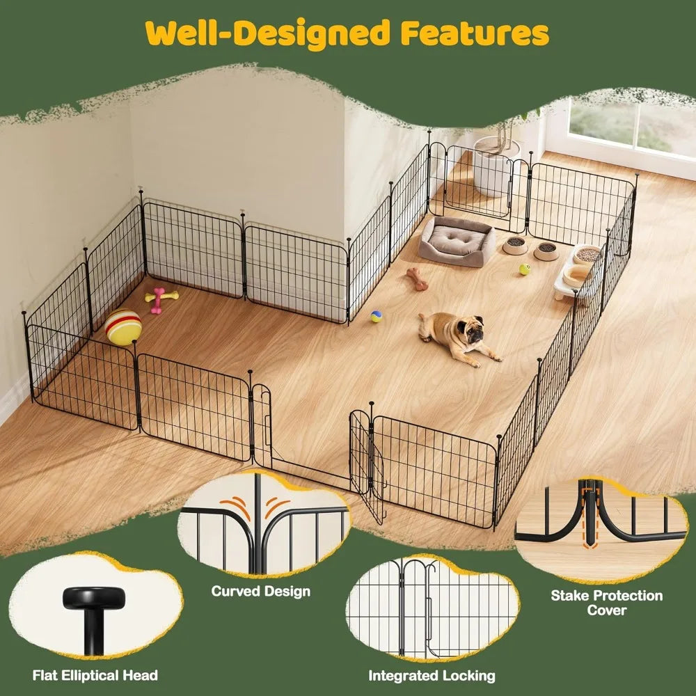 Expandable Dog Playpen 8 Panel With Door Indoor Outdoor Fence