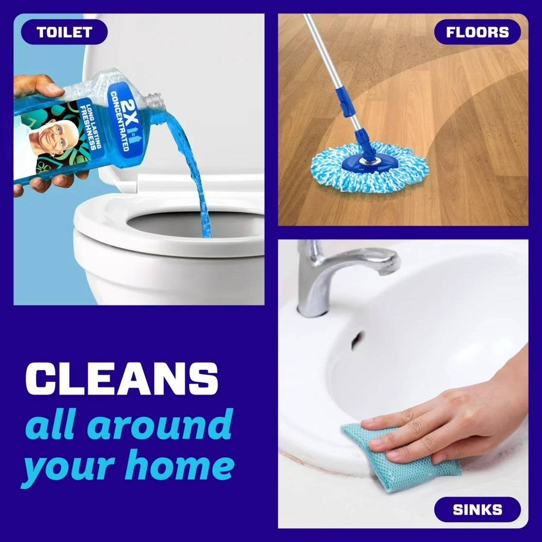 All-purpose cleaner bottle with blue liquid, 2x concentrated, 41 oz; multi-surface cleaner for toilet, floors, and sinks.