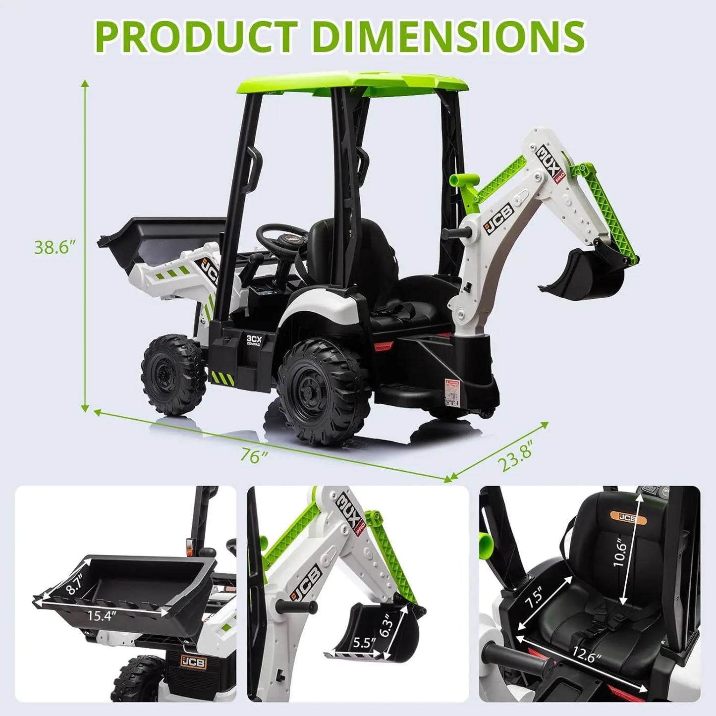 HiMISSE 12V Electric Backhoe Loader Toy With Remote Control