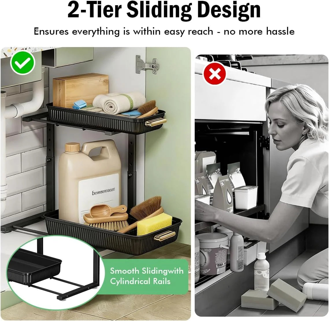 Under Sink Organizer Set Of 2 Pull Out Cabinet Storage Trays by S And B Enterprise