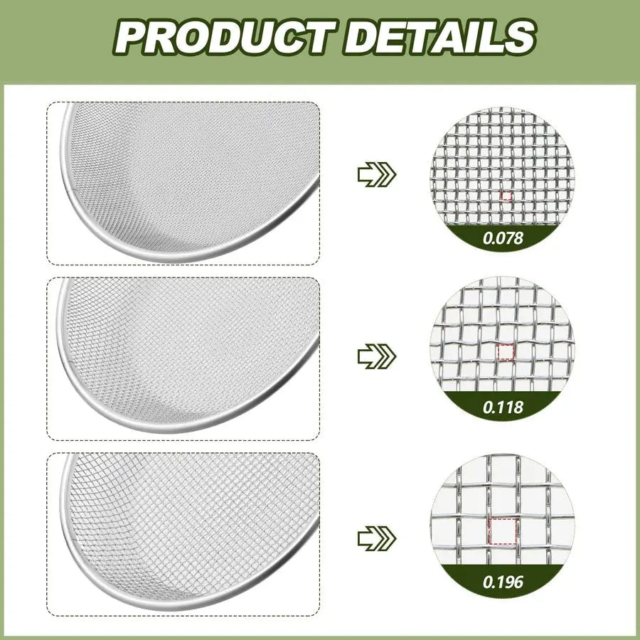 3 Pack Stainless Steel Sand Sifter For Garden Soil