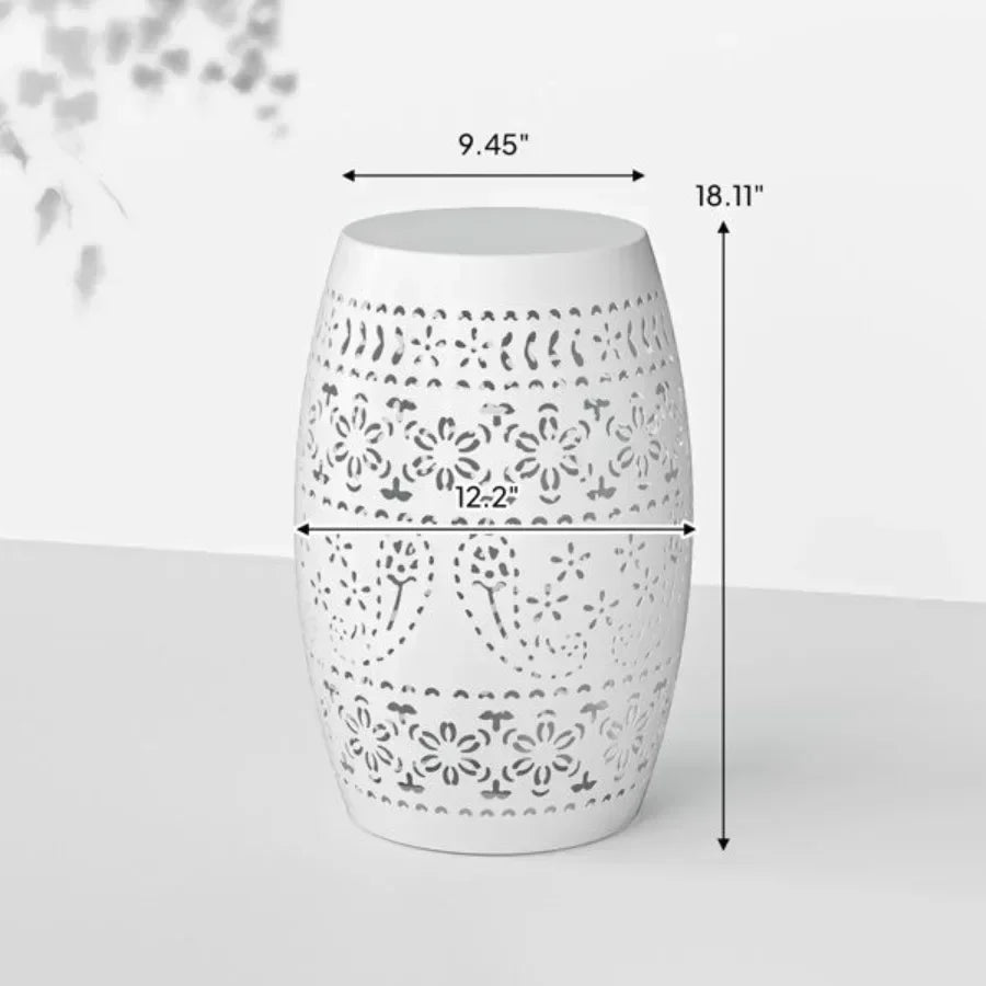 Steel Patio End Table Round Drum Accent For Indoor Outdoor by S And B Enterprise
