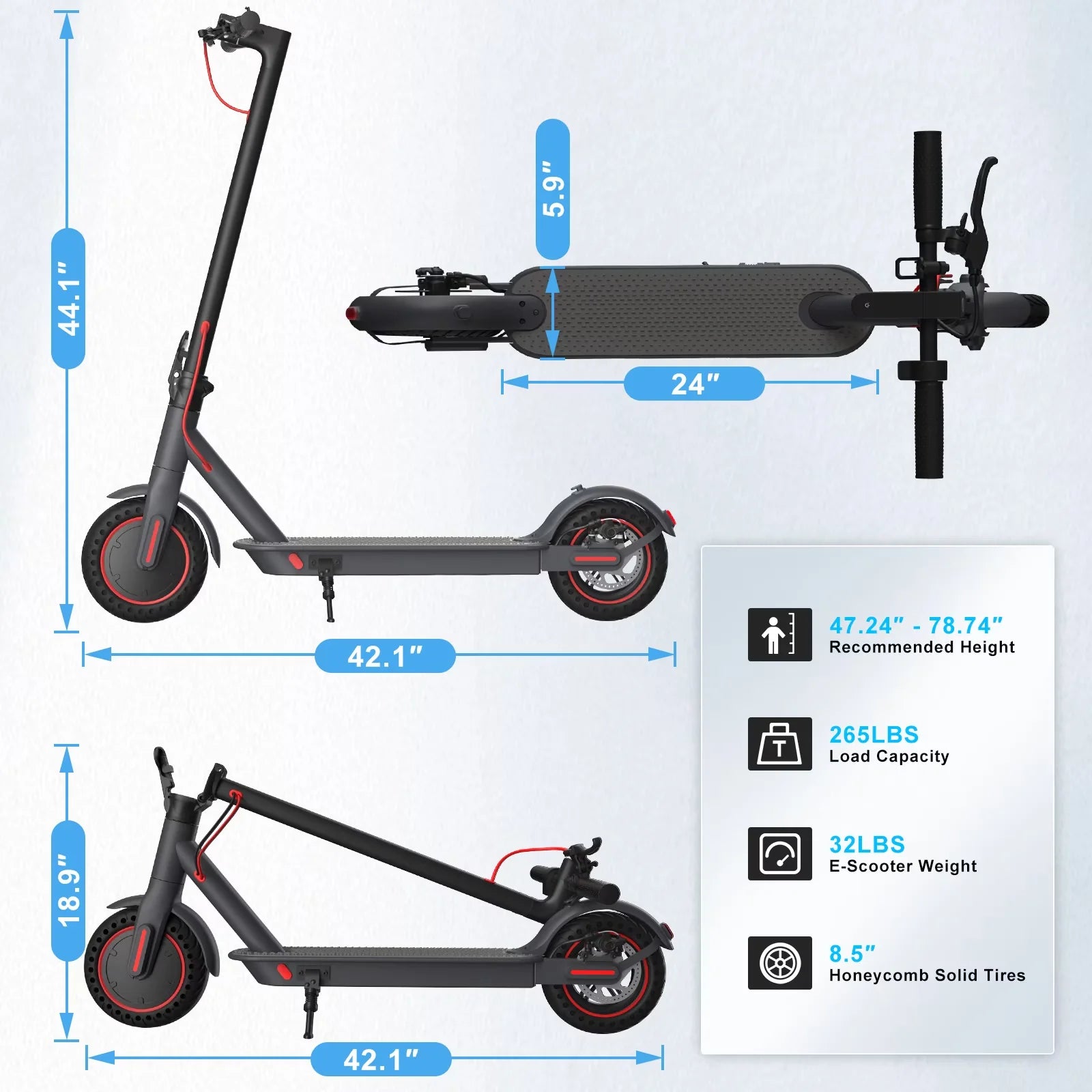 350W Electric Scooter for Adults 19mph Top Speed 21 Miles Max Range Foldable E-Scooter with 8.5'' Tires Double Shock System APP Control by S And B Enterprise