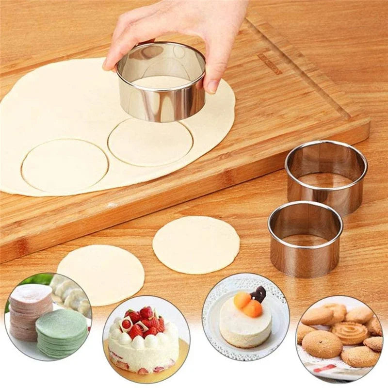 5PCS Round Stainless Steel Biscuit Mold Dumpling Skin Cutting Mold DIY Biscuit Pastry Cake Baking Tools Kitchen Baking Gadget by S And B Enterprise