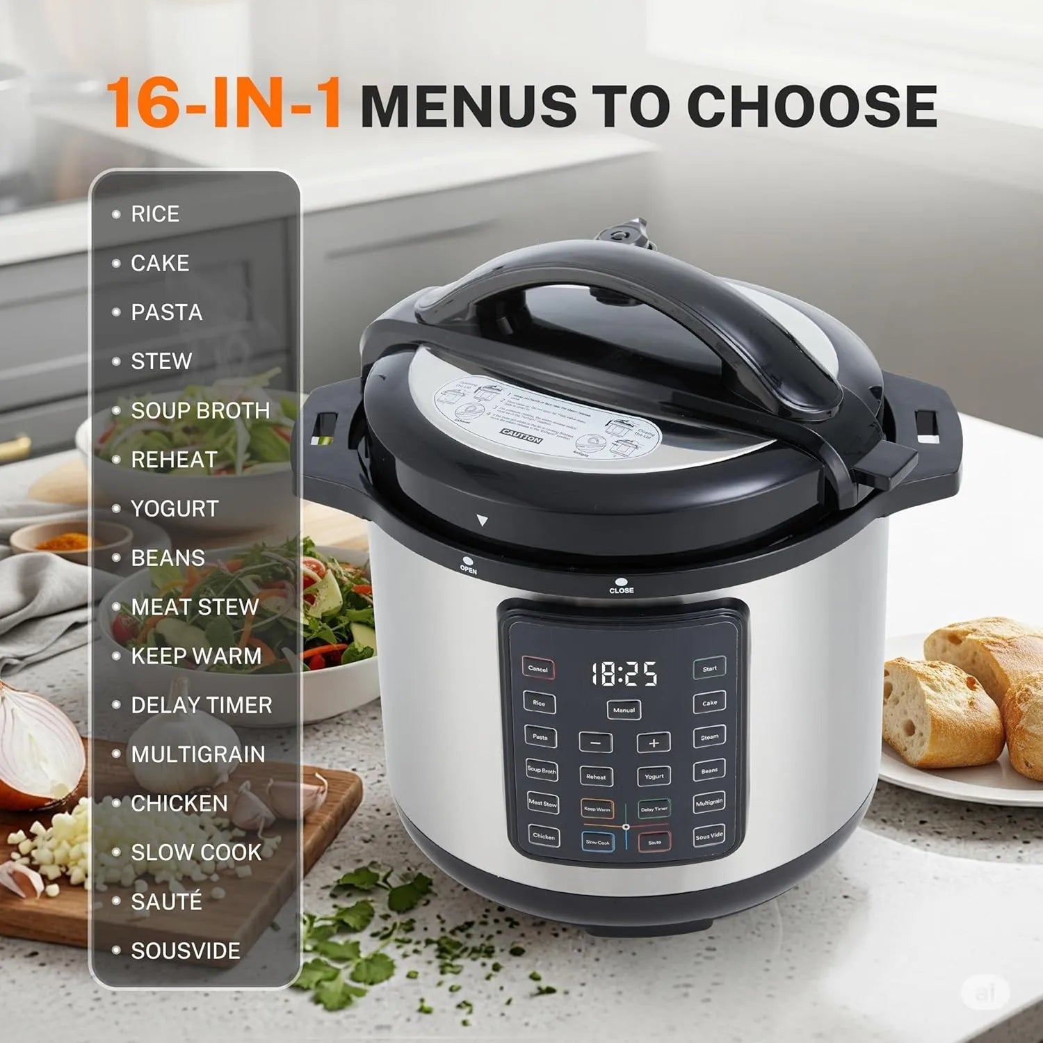 16-in-1 Electric Pressure Cooker,8QT Stainless Steel&Non-Stick Multi Cooker by S And B Enterprise