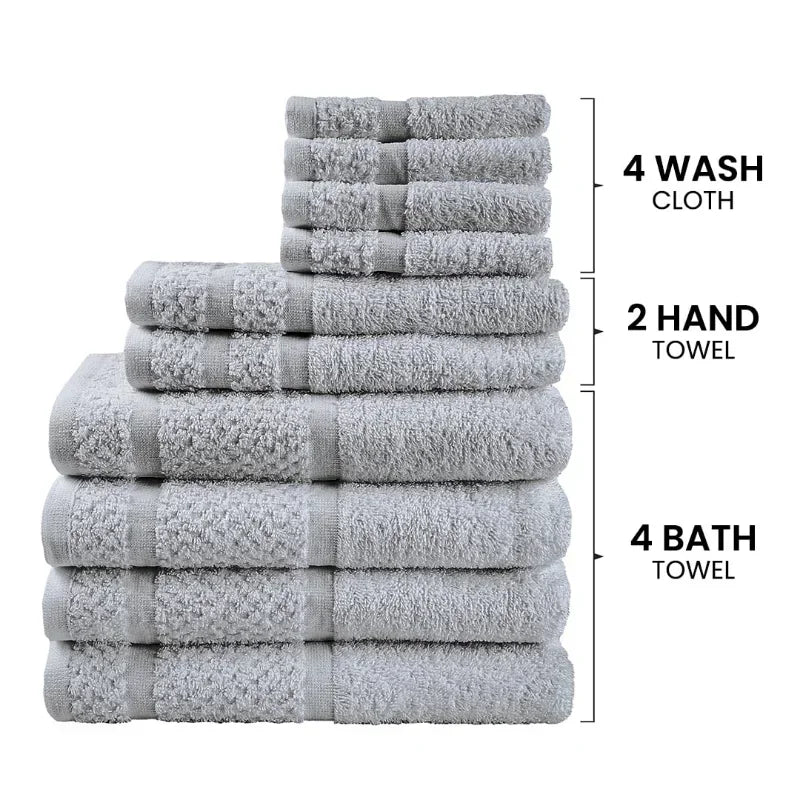 Soft Cotton Towel Set 10 Piece Durable And Absorbent