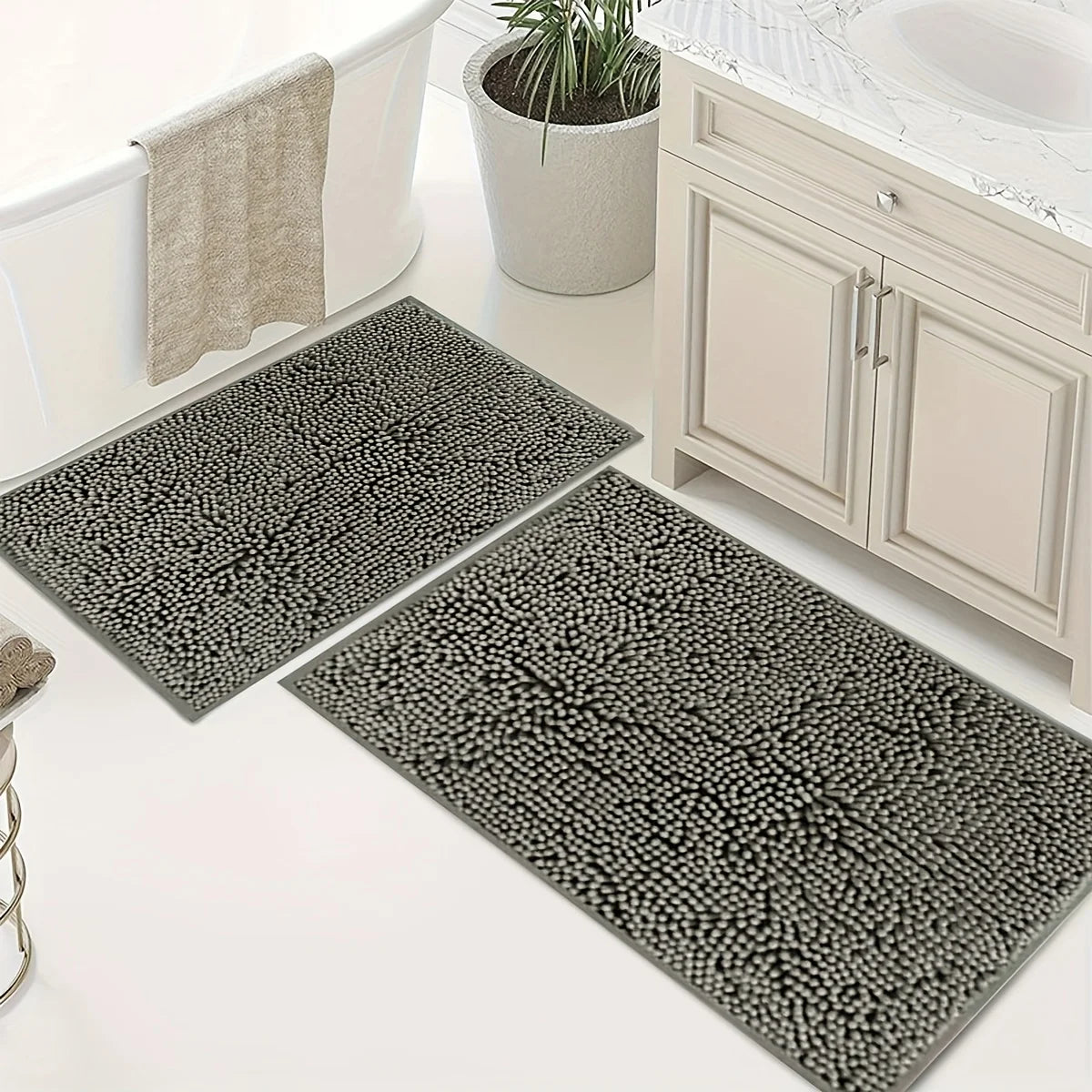 XM-Luvetoria Ultra Soft Chenille Bath Mat Super Absorbent Machine Washable