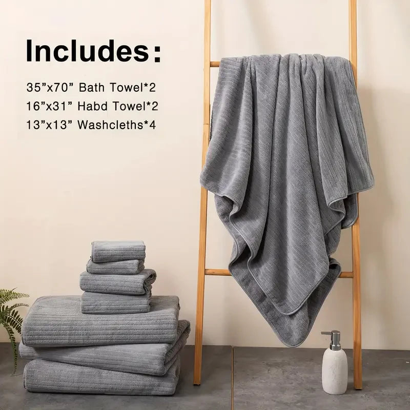 Bath Towel Set 8 Piece Absorbent Quick Dry Towels Daily by S And B Enterprise