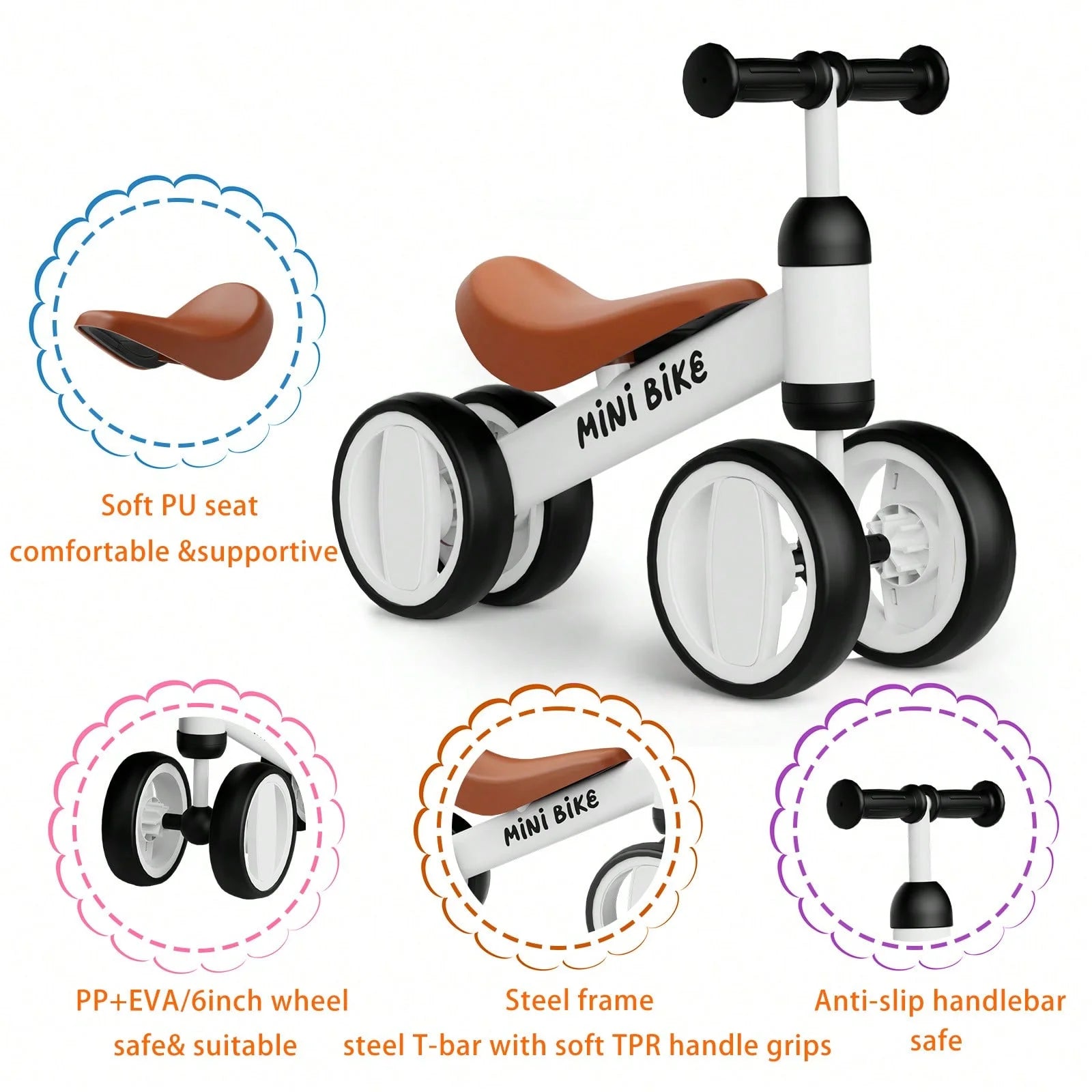 C1 Toddler Balance Bike 4-Wheel No-Pedal Ride On Toy by S And B Enterprise