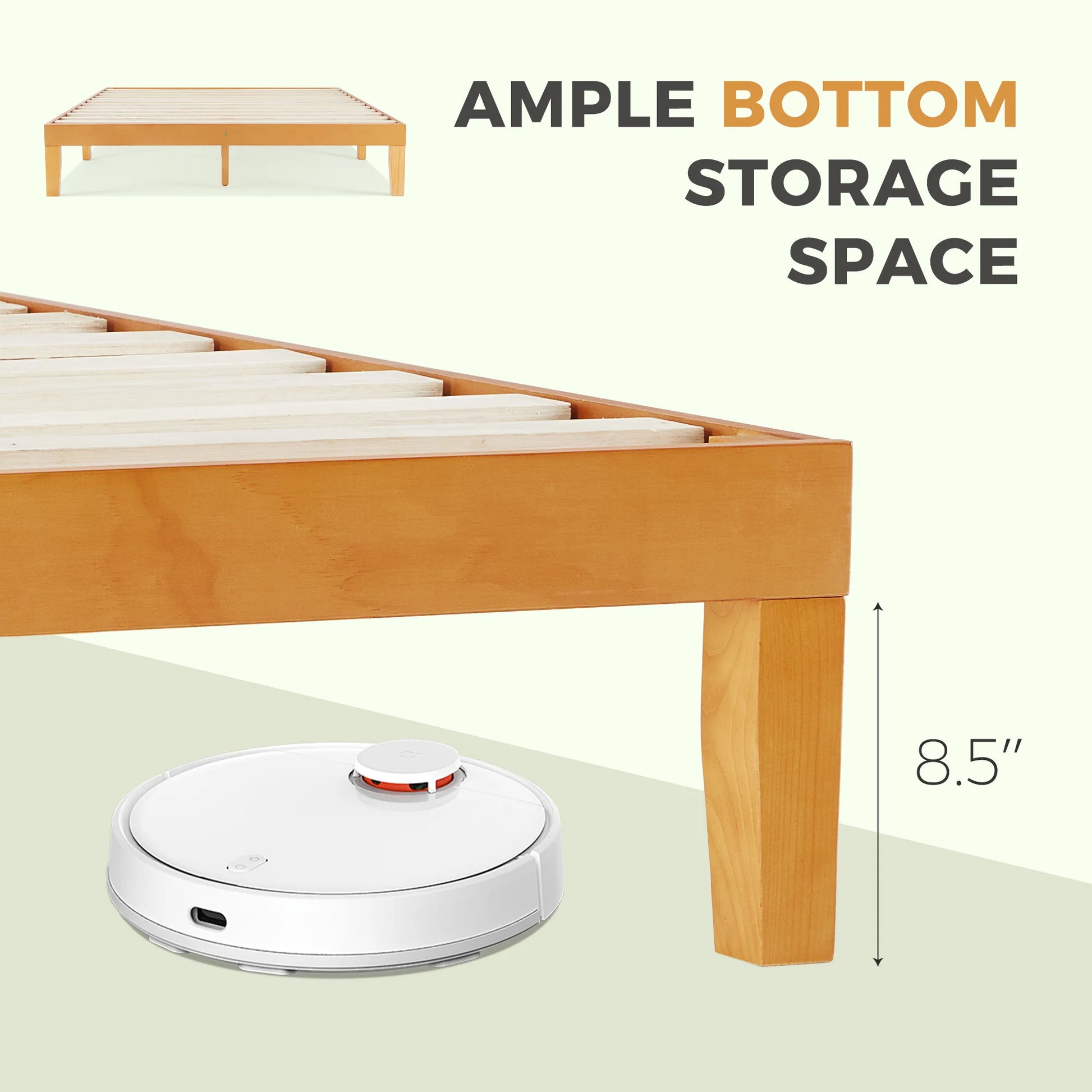 JHK Solid Wood Bed Frame With Slat Support Easy Assembly by S And B Enterprise