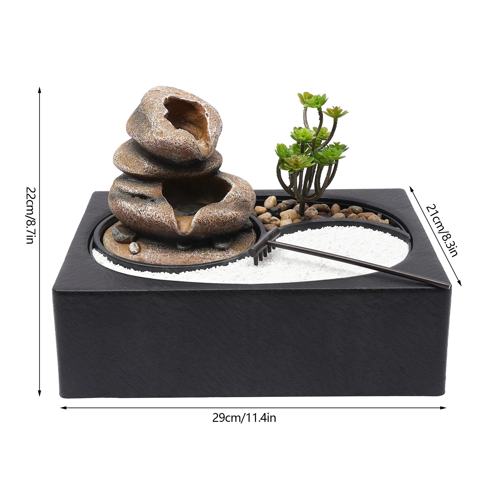 Bymaocar Tabletop Resin Rock Water Fountain With LED Light Indoor Decor by S And B Enterprise