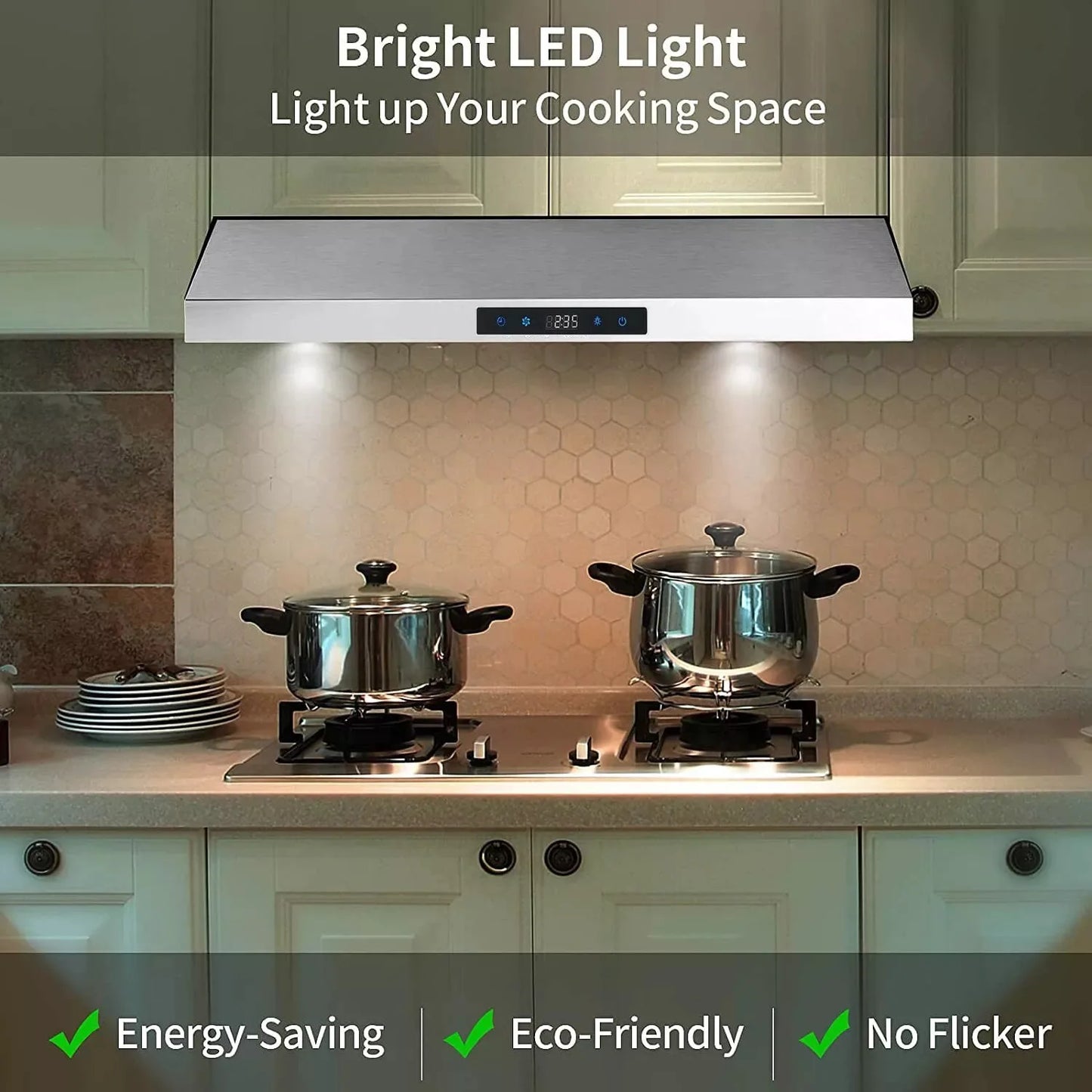 Tieasy Under Cabinet 600 CFM 3 Speed LED Range Hood