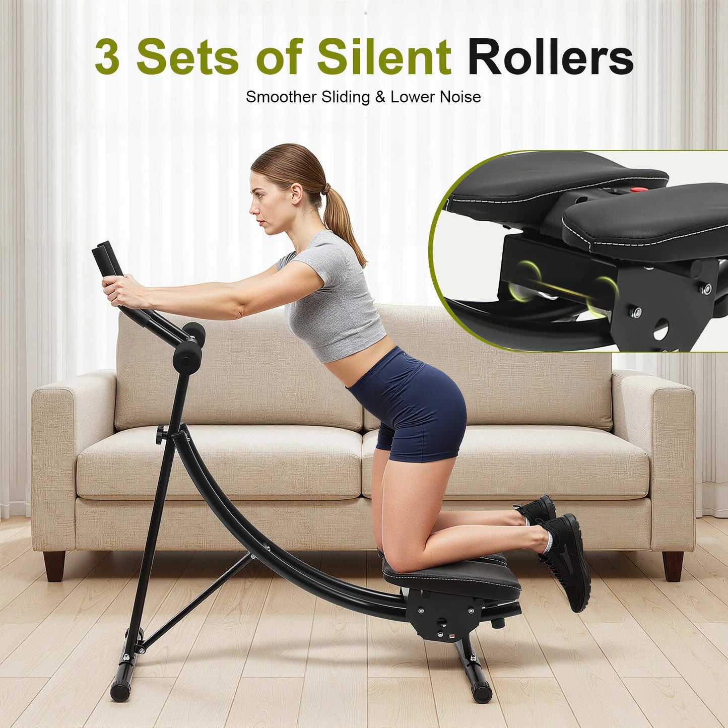 330lbs capacity ab machine by S And B Enterprise; foldable black frame, 3-level adjustment, dual-arc track, LED display