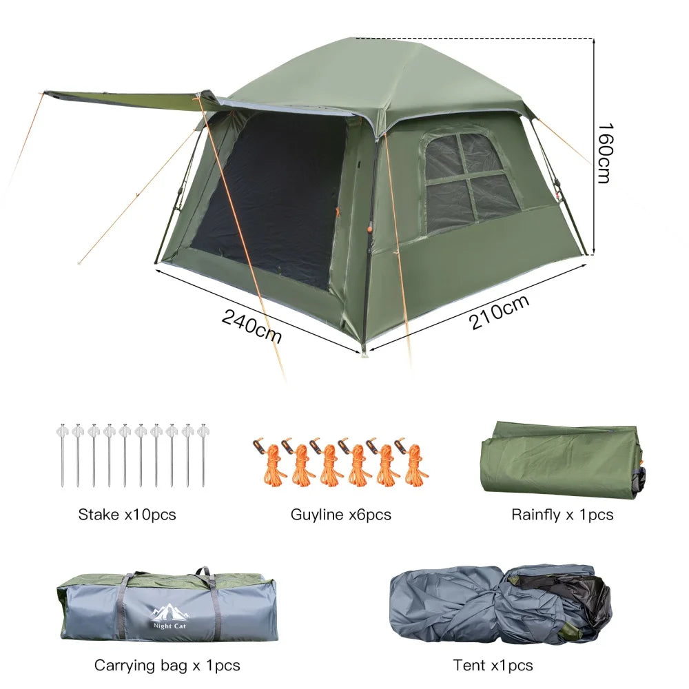 Night Cat Dark Room 4 Person Pop Up Tent Waterproof by S And B Enterprise
