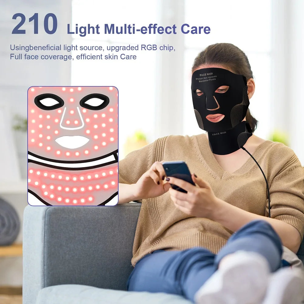 Iebilif Face Neck LED Mask With 7 LED Light Therapy by S And B Enterprise