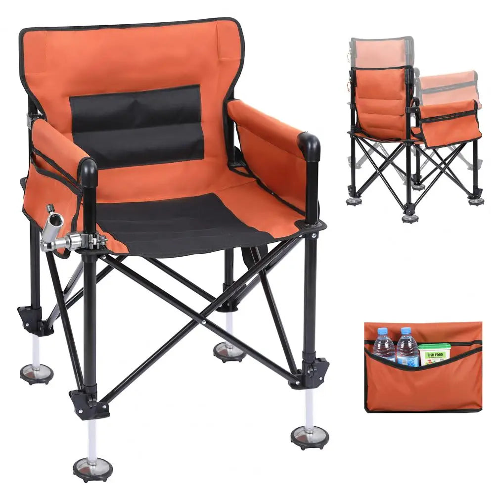Non-Slip Folding Fishing Chair With Detachable Rod Holder by S And B Enterprise