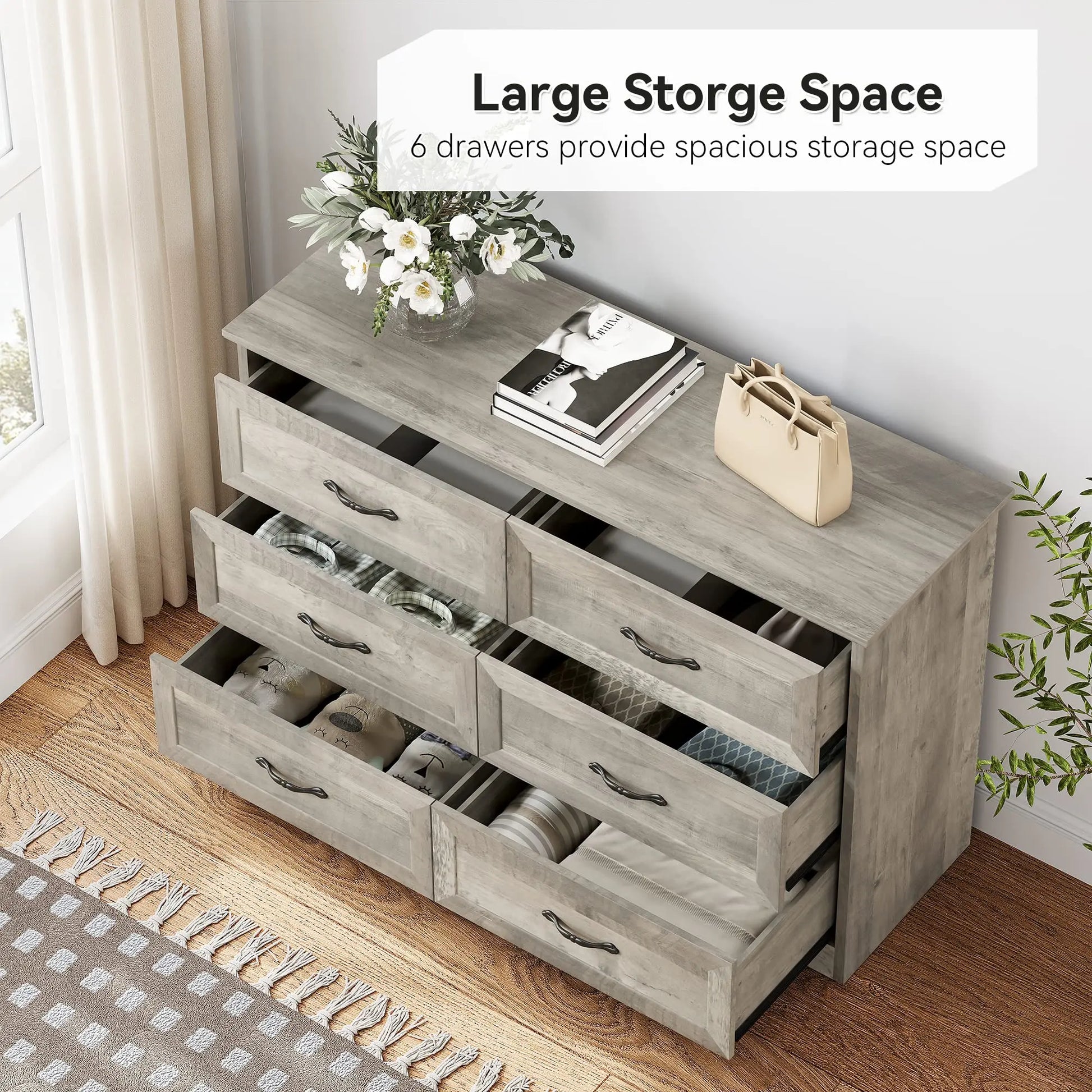 Studyset 6 Drawer Wood Dresser For Bedroom And Living Room by S And B Enterprise