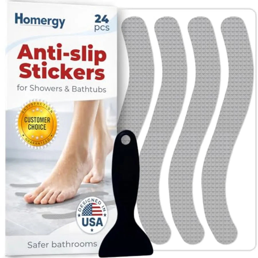 Anti-slip shower stickers by S And B Enterprise, 24 pcs, white non-slip bath strips for showers and bathtubs
