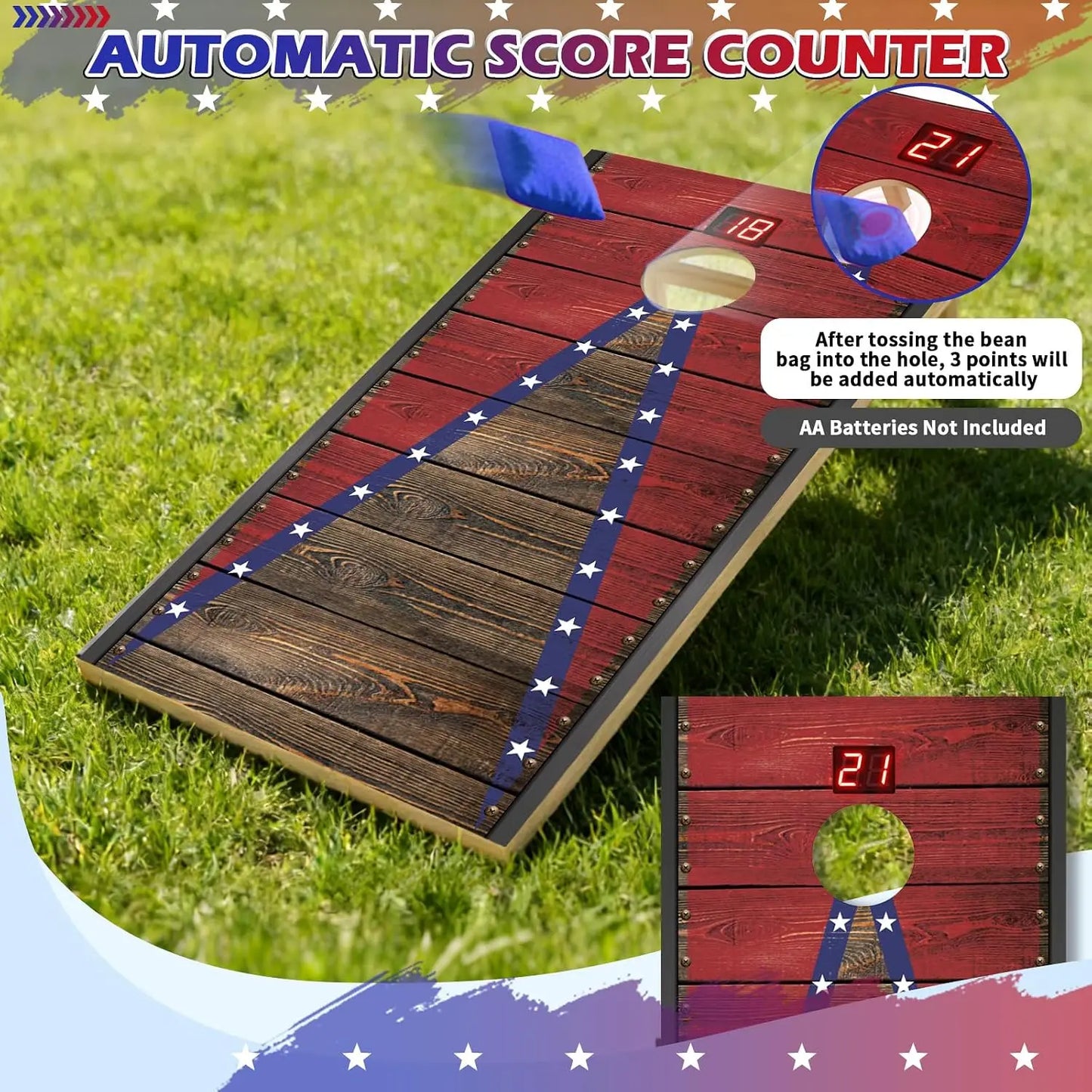 Electronic Cornhole Board Set With Automatic Scoring Wooden Portable by S And B Enterprise