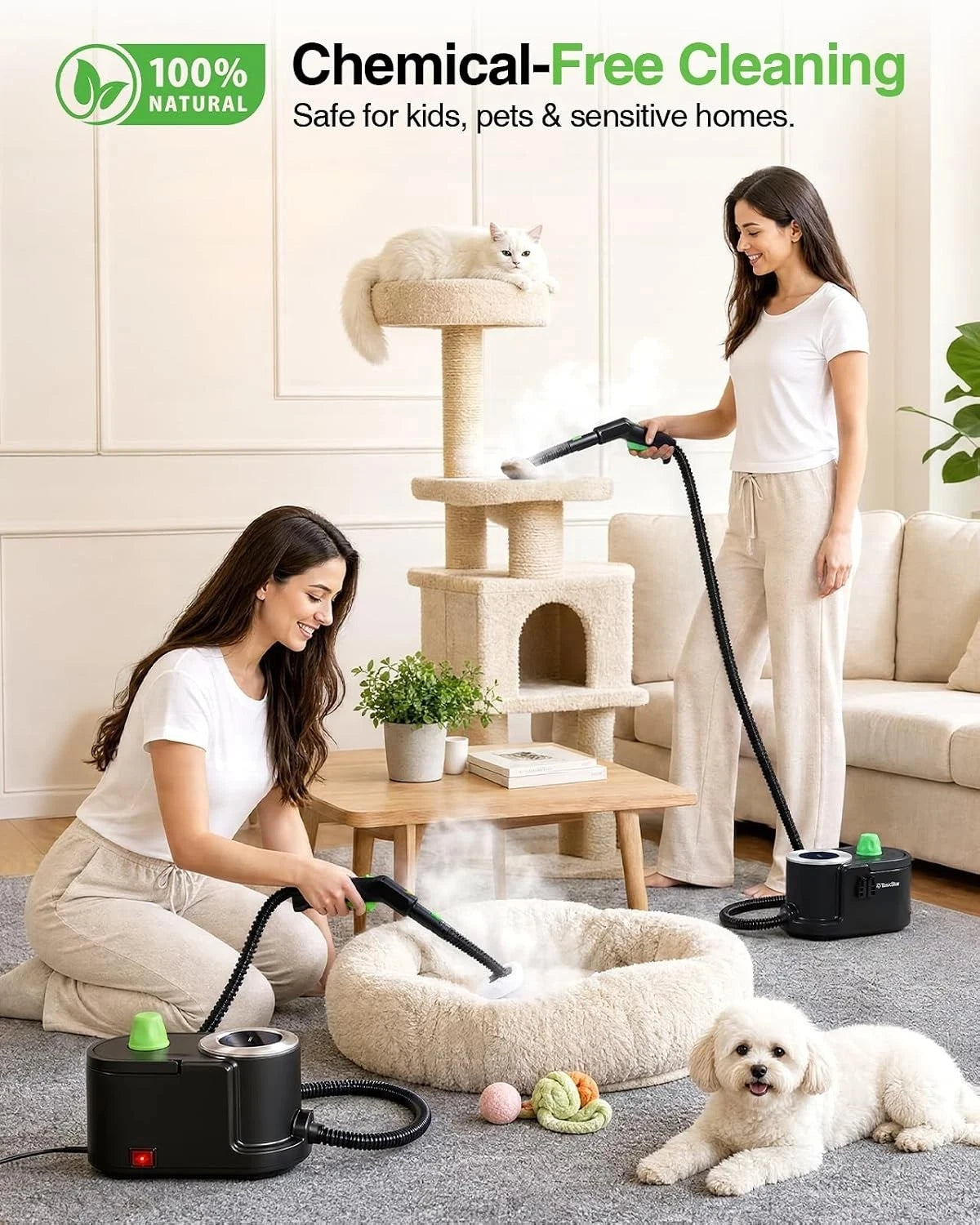 TaskStar Handheld Steam Cleaner High Temperature Sterilization Home Cleaning Kit 1500W Pressure Jet Washer Machine with 16.4Ft Long Power Cord for Kitchen Air Conditizer