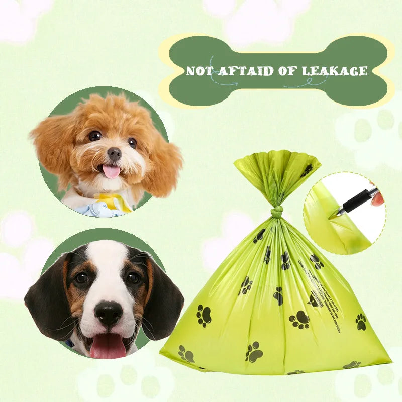10Pcs extra thick dog poop bags (22x30cm), lime green leak-proof paw-print waste bags by S And B Enterprise