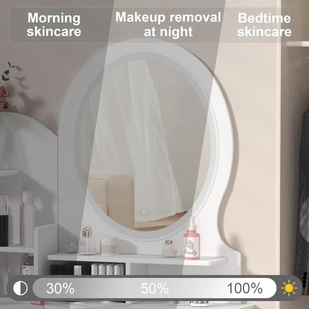 Makeup Table with Light Mirror Open Shelves Makeup Vanity Table Smooth Surface Bedroom Large Dressing Table Bedroom Furniture