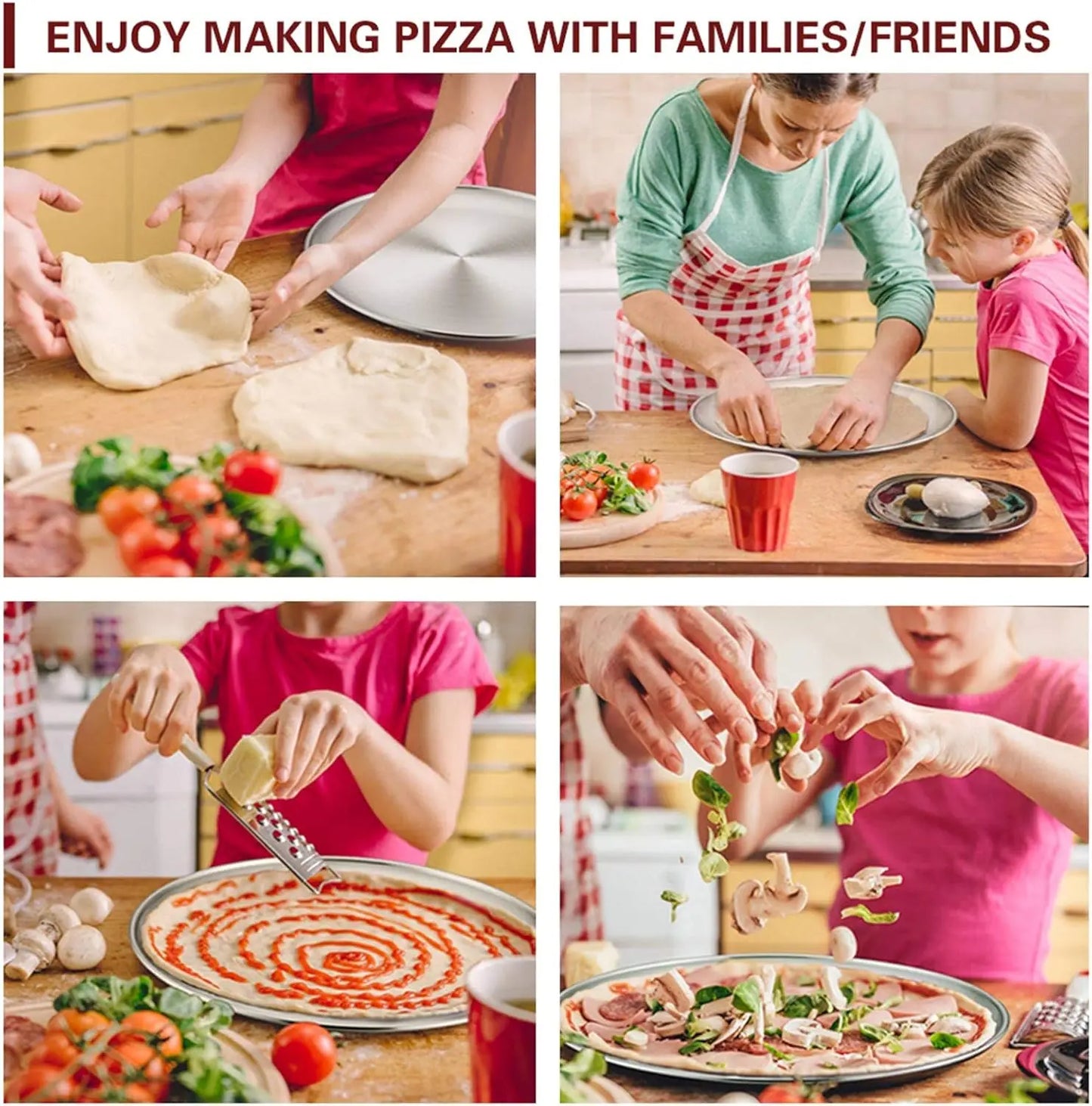 Stainless Steel Pizza Pan Set, Heavy Duty Trays, Dishwasher Safe