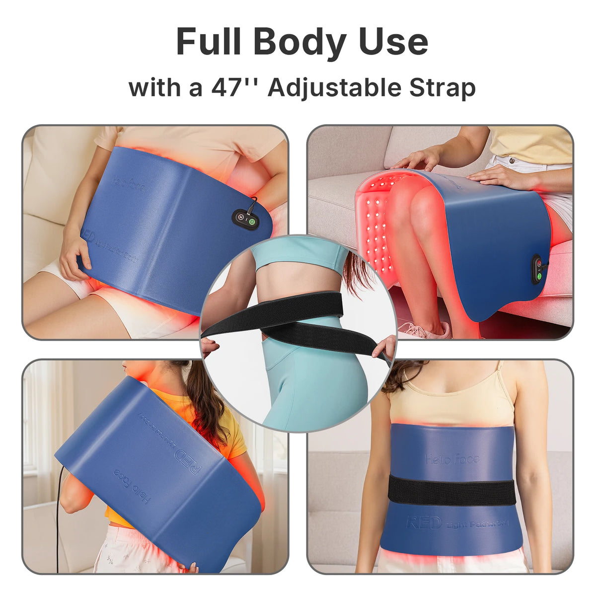 Blue S And B Enterprise red light therapy pad for full-body use with 47-inch adjustable strap