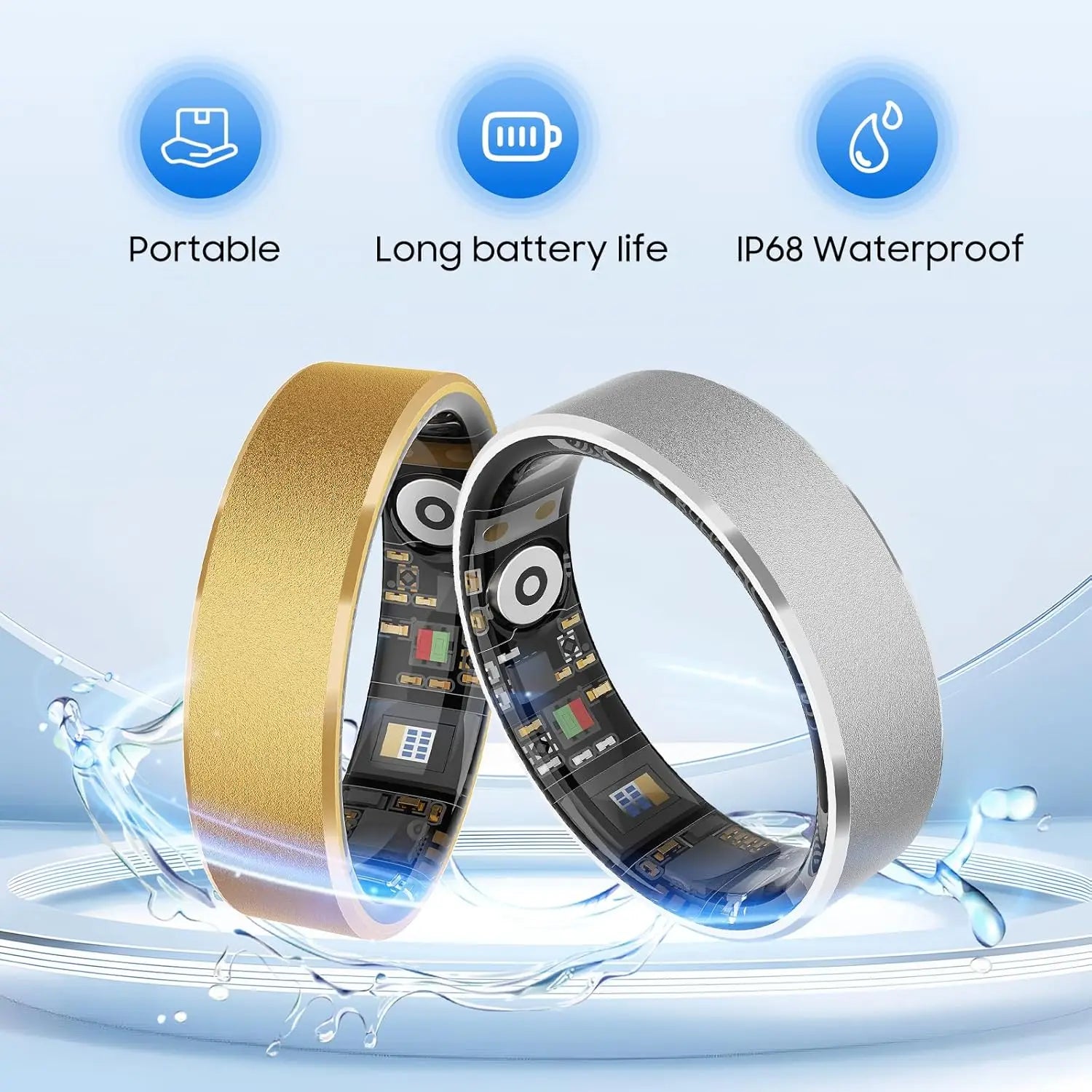 Smart Ring Health Tracker iOS Android IP68 Waterproof No Subscription by S And B Enterprise