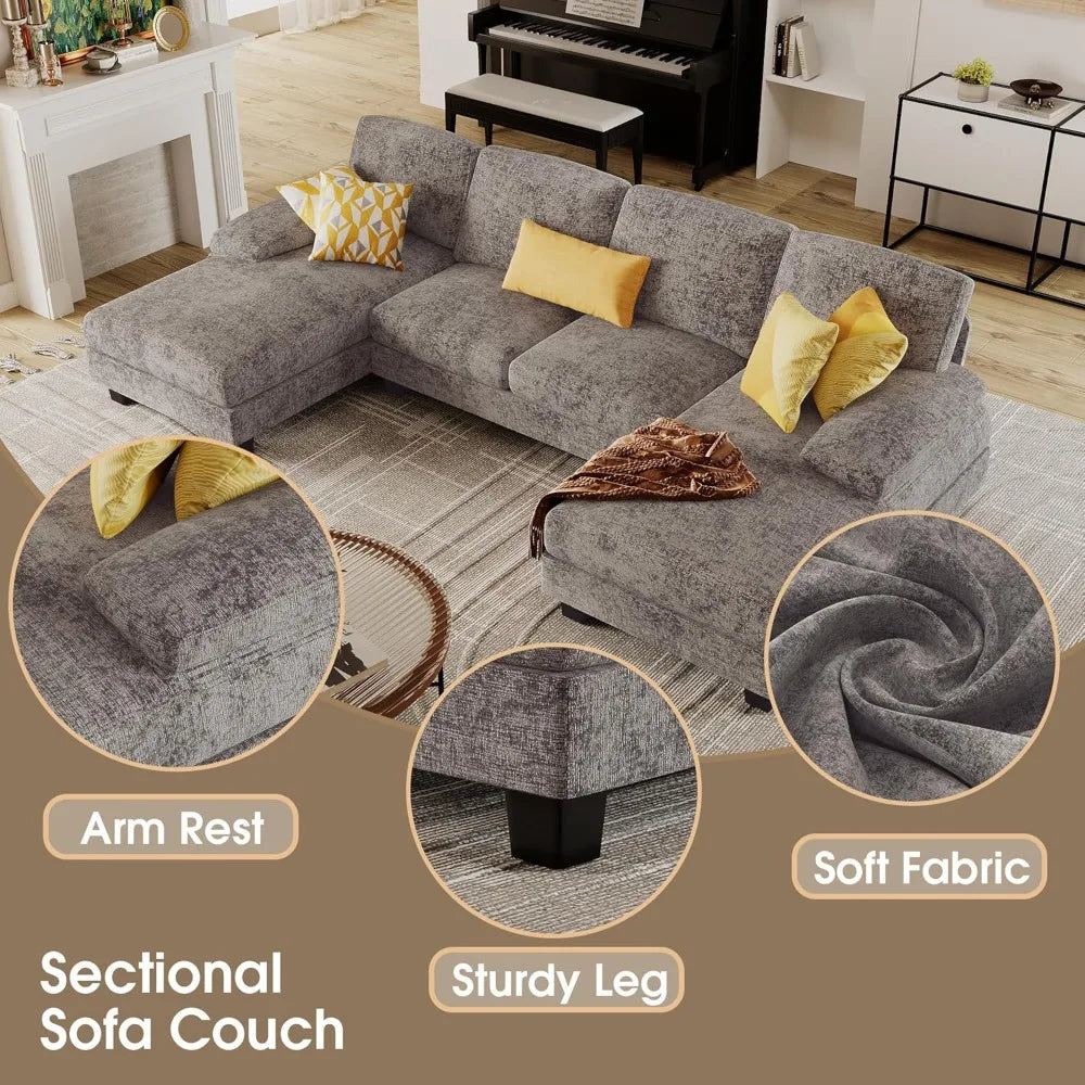 U Shaped Sectional Sofa With Double Chaise Living Room Couch