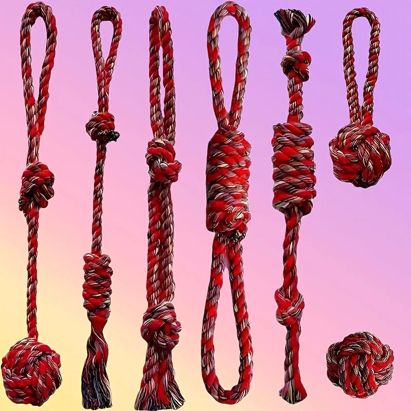7-Piece Heavy-Duty Dog Rope Toy Set with Braided Knots – Extra-Long Tug Toys for Aggressive Chewers, Large Dogs, and Teething Puppies; Ideal for Teeth Cleaning and Interactive Training – Durable Toys Perfect for Heavy Che by S And B Enterprise