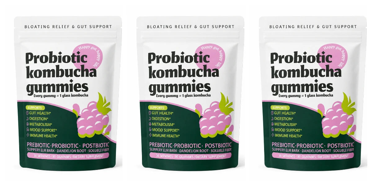 Probiotic Kombucha Gummies Every Gummy 1 Glass Kombucha Prebiotic Postbiotic Digestive Gut Health Vegan Berry Bliss 30 Gummies by S And B Enterprise