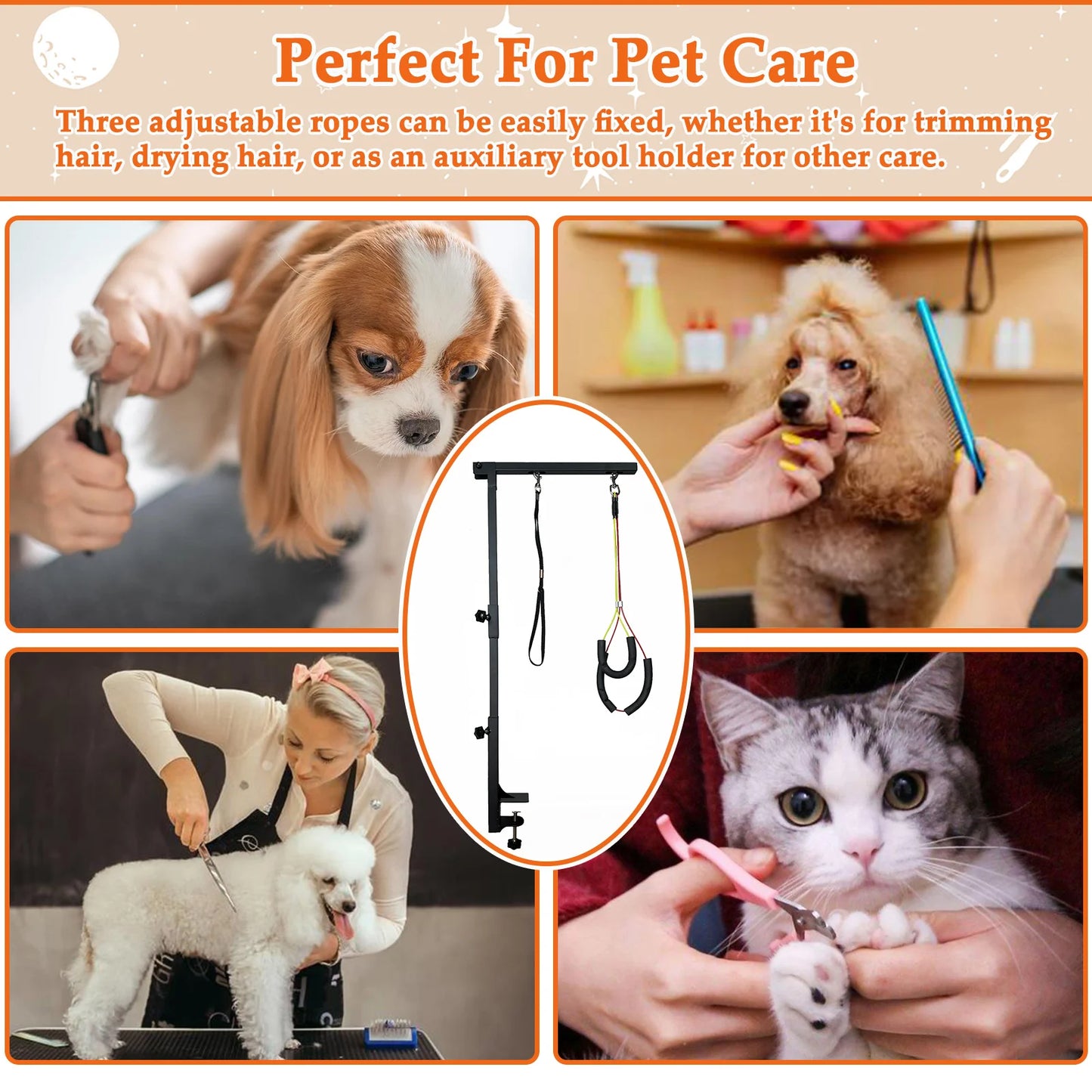 Dog Grooming Table Arm Height Adjustable Two No Sit Haunch Holder Three Section Design Suitable for Medium, Small Dogs, and Cats by S And B Enterprise