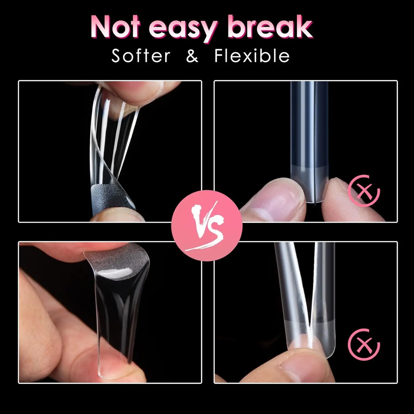 Soft Gel Nail Tips Full Cover 240 Count Acrylic Extensions