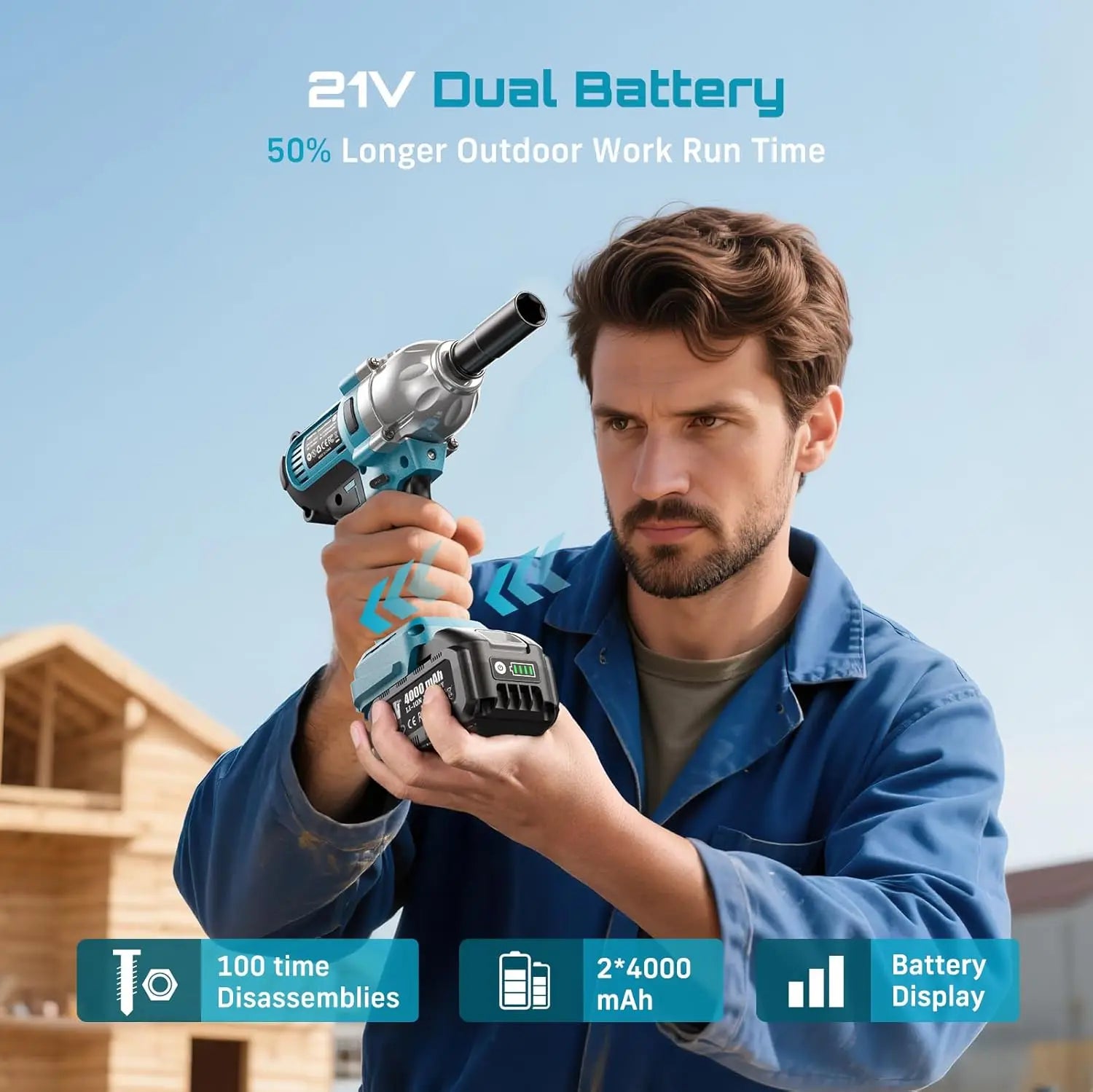 Seesii Impact Wrench 1200N.m 1/2 High Torque Electric Impact Driver Gun Cordless with 21V 2x4.0Ah Battery 6 Sockets Removal Tool by S And B Enterprise