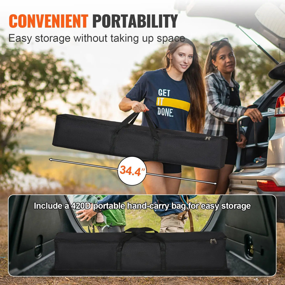 Projector Screen with Stand, 150-inch 16:9 outdoor wrinkle-free movie screen with black carry bag