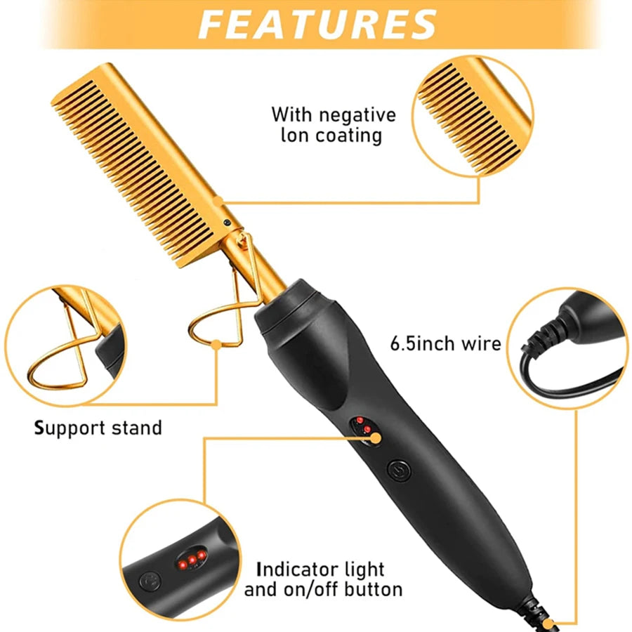 GOIPLE Lace Wig Installation Kit with Electric Hot Comb, Ionic Hot Comb for Wigs, Strong Hold Lace Wig Glue, Adhesive Remover, Melting Spray, Wax Stick & Edge Control Set