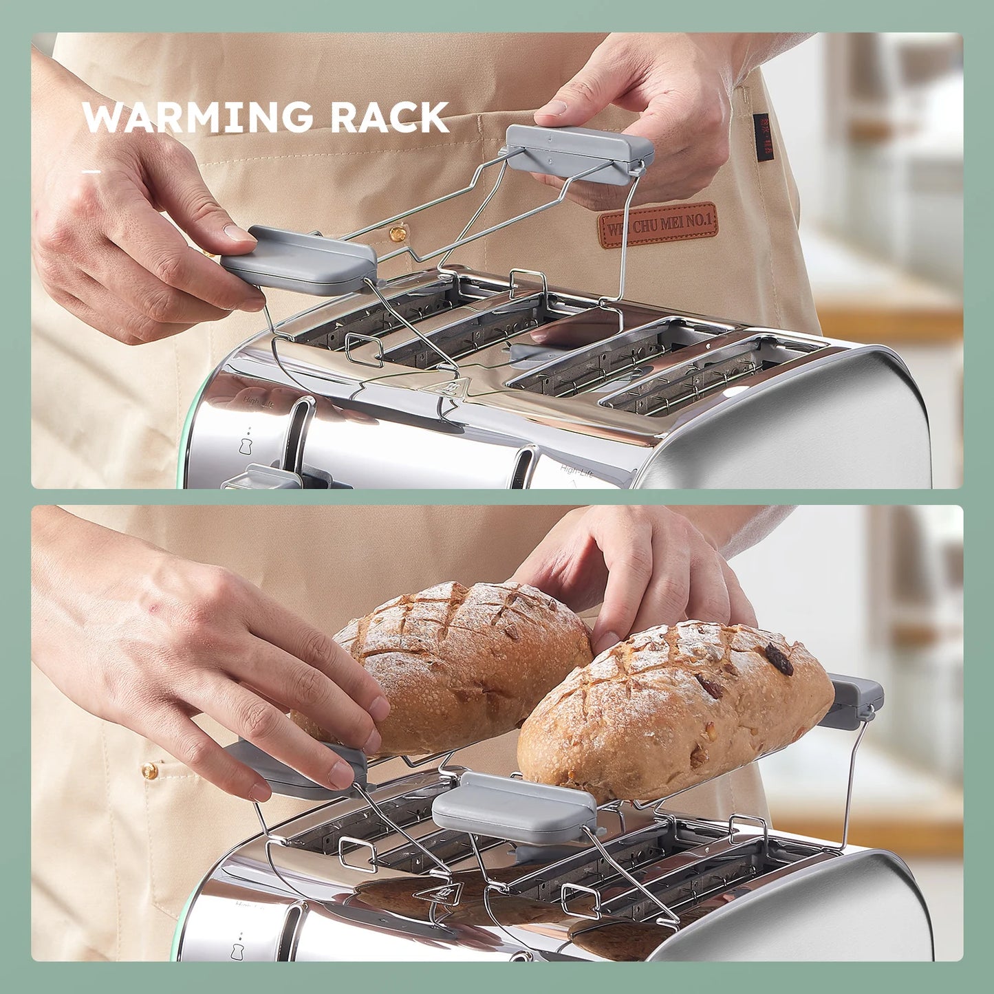 4-Slice Stainless Steel Toaster With Wide Slots Removable Crumb Tray by S And B Enterprise