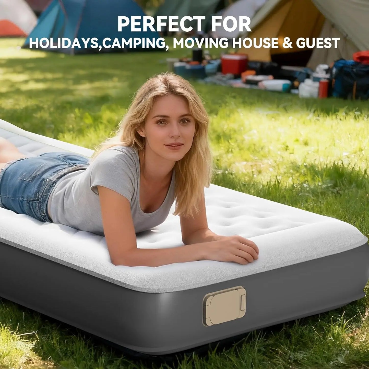 Air Mattress With Wireless Pump For Quick Self Inflating by S And B Enterprise