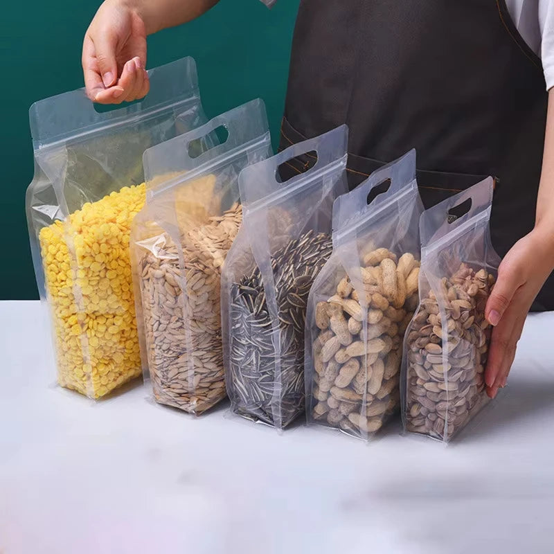 Transparent Stand Up Pouch Bags Ziplock Reusable Food Storage