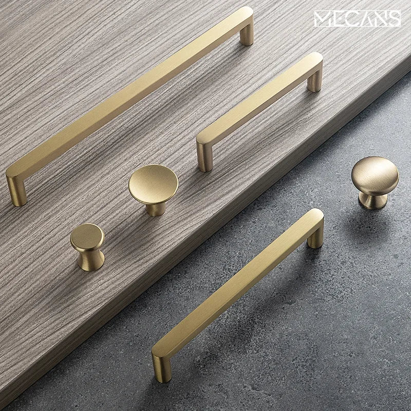 Cabinet handles and knobs set, multi-piece brass hardware in gold finish for furniture, S And B Enterprise