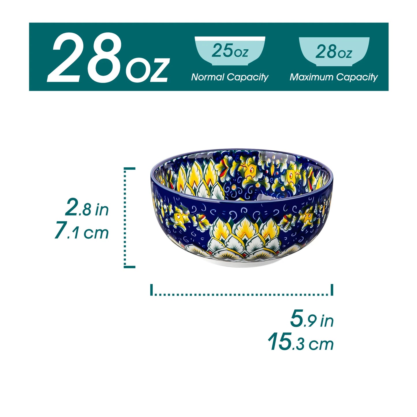 MALACASA Ceramic Bowls Set Bohemian Style Dinnerware