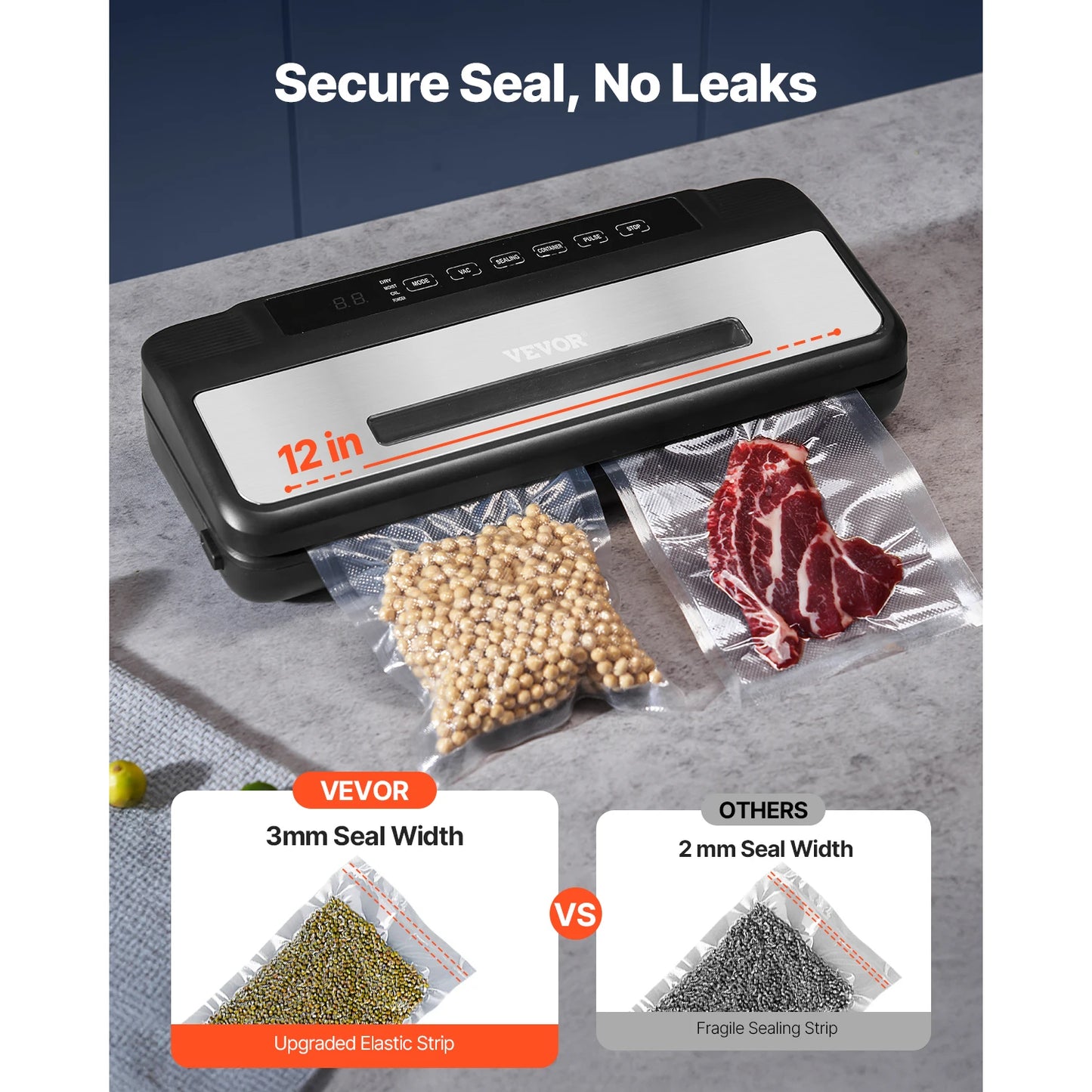 SucceBuy 80Kpa 120W Electric Vacuum Sealer Machine 7in1 Dry/Wet Food Sealer with Built-in Cutter Knife for Kitchen Food Storage