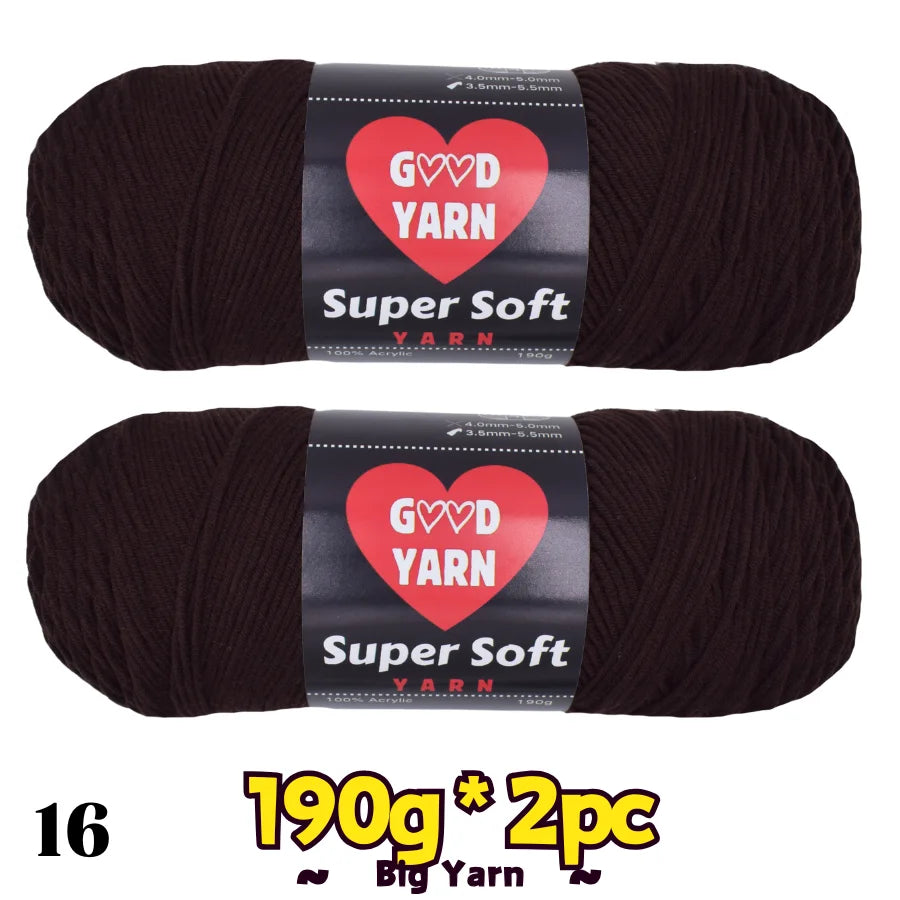 Velvet yarn skeins by Good Yarn, two dark brown thick skeins (~400g total) for crochet and knitting