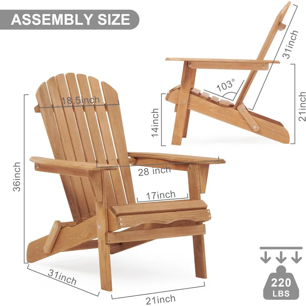 Outdoor Wooden Folding Chair Set Of 2 With Preassembled Backrest